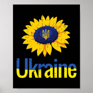 Ukraine Sunflower Trident Tryzub Ukrainian Symbol Poster