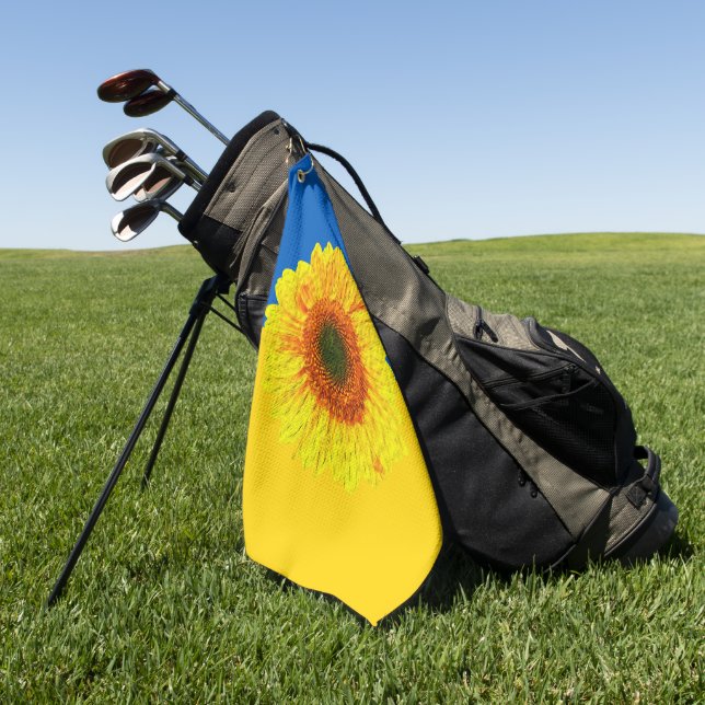 Ukraine Sunflower & Ukrainian Flag / Flower Golf Towel (Green)