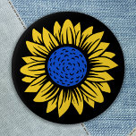 Ukraine Sunflower Ukrainian Solidarity 7.5 Cm Round Badge<br><div class="desc">Ukraine sunflower in ukrainian flag colours blue and yellow / gold to show support for Ukranian peace and freedom. COPYRIGHT © 2021 Judy Burrows,  Black Dog Art - All Rights Reserved. Ukraine Sunflower Ukrainian Solidarity button</div>