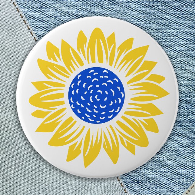 Ukraine Sunflower Ukrainian Support Blue Yellow  6 Cm Round Badge (Creator Uploaded)