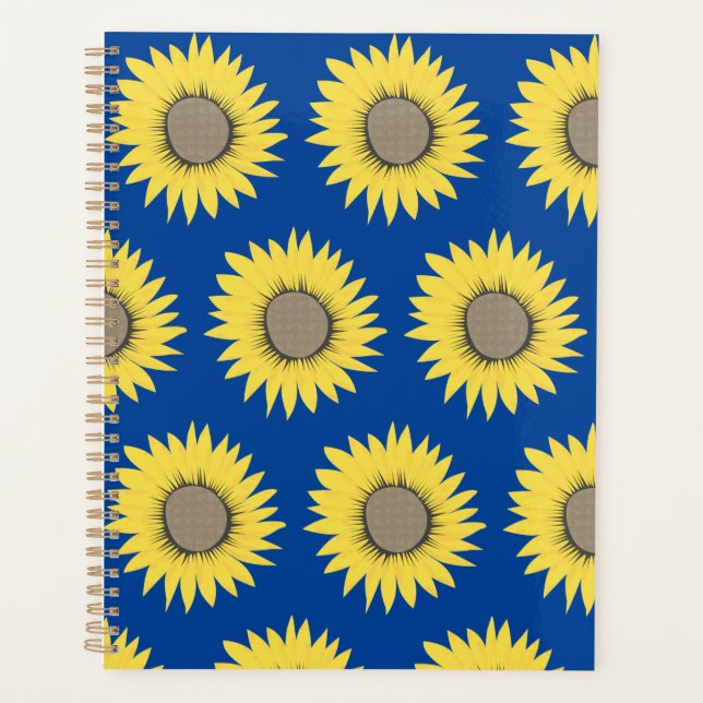 Ukraine sunflower yellow and blue floral pattern planner (Front)