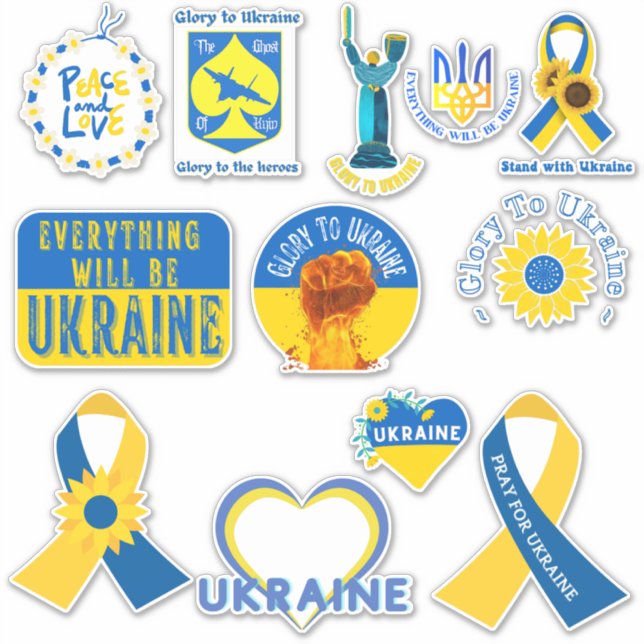 Ukraine Support Assorted Vinyl Sticker Decals (Front)
