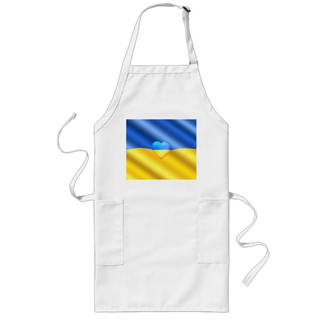 Ukraine - Support - Freedom Peace - Ukrainian Flag Long Apron (Front)
