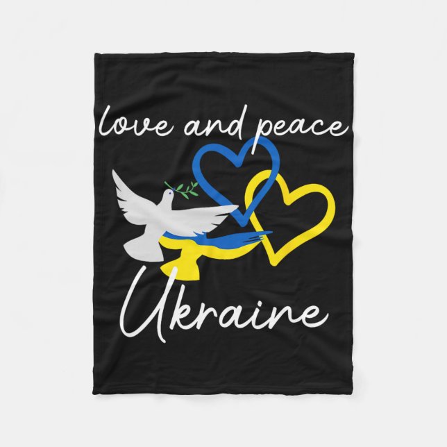 Ukraine Support Hope Positivity Peaceful Dove Enth Fleece Blanket (Front)