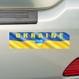 Ukraine - Support - Peace Freedom - Ukrainian Flag Bumper Sticker
