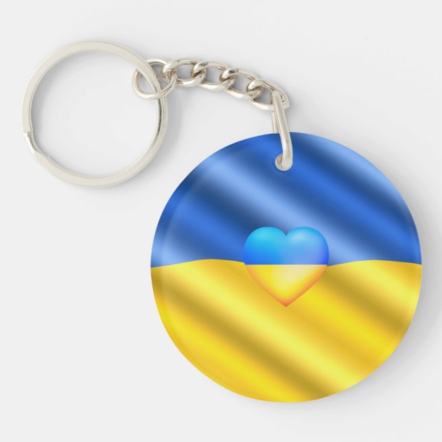 Ukraine - Support - Peace Freedom - Ukrainian Flag Key Ring (Front)