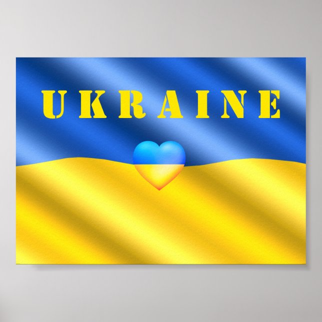 Ukraine - Support - Peace Freedom - Ukrainian Flag Poster (Front)