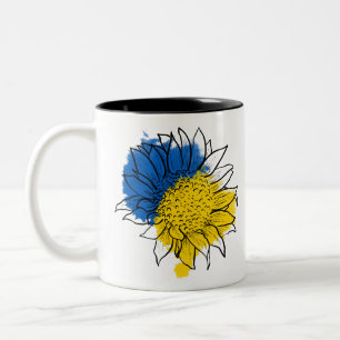 Ukraine Support Sunflower Two-Tone Coffee Mug