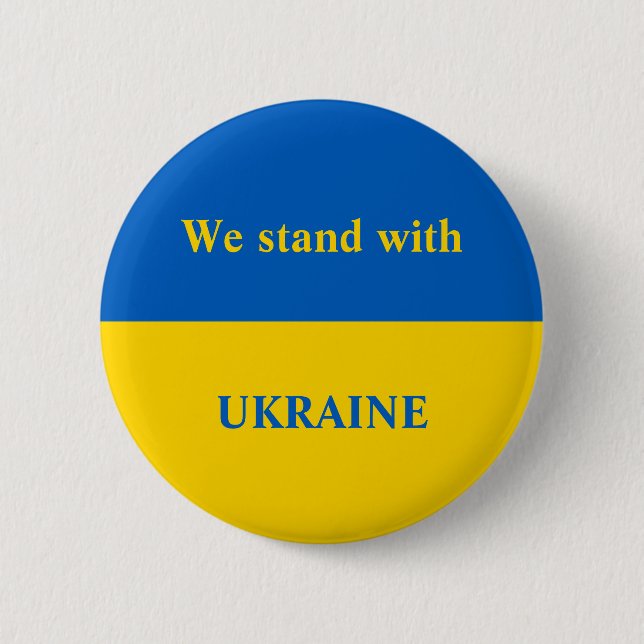 Ukraine support yellow blue flag 6 cm round badge (Front)