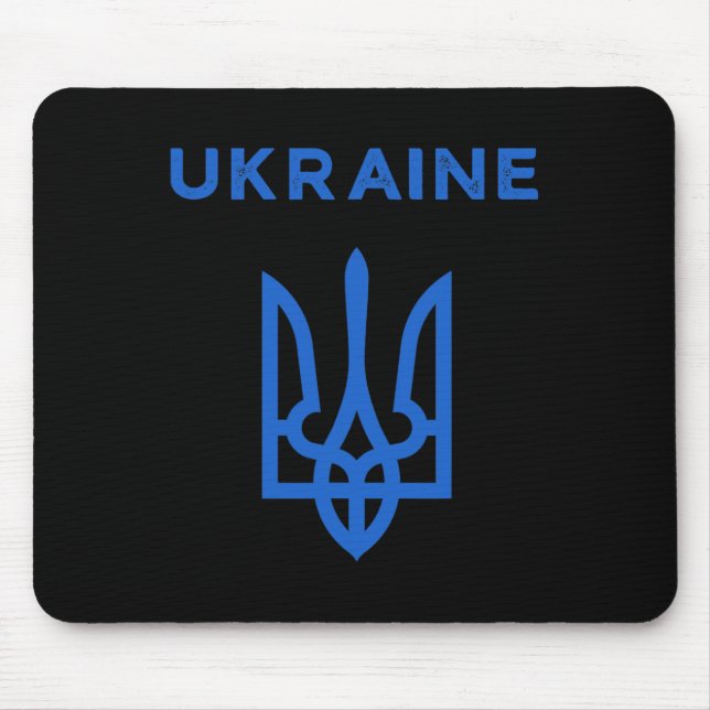 Ukraine Supporter Trident Ukrainian Tryzub Flag Co Mouse Pad (Front)