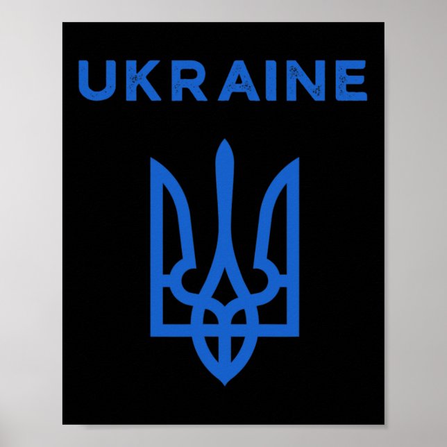 Ukraine Supporter Trident Ukrainian Tryzub Flag Co Poster (Front)