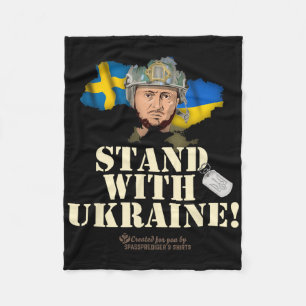 Ukraine Sweden Flags Dog Tag Zelenskyy Stand With  Fleece Blanket