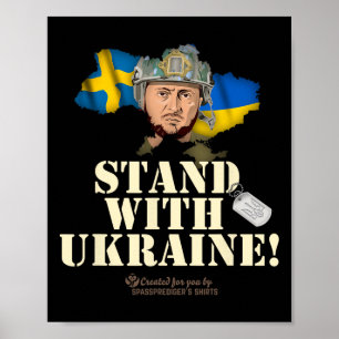 Ukraine Sweden Flags Dog Tag Zelenskyy Stand With Poster