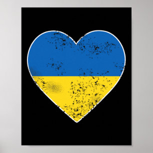 Ukraine T Shirt For Men Women Heart Ukraine Flag  Poster