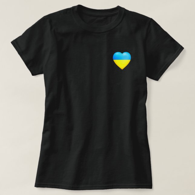 Ukraine T-Shirt Ukrainian Flag Heart - Freedom (Design Front)