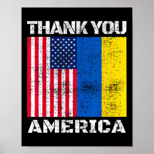 Ukraine Thank You America American Support 1  Poster