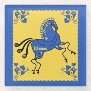 Ukraine Traditional Slavic Folk Art Glass Coaster