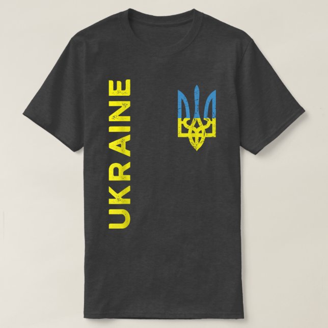 Ukraine Trident Coat of Arms Emblem Ukrainian Flag T-Shirt (Design Front)