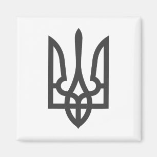 Ukraine Trident Flag Dark On Black Subtle Style Magnet