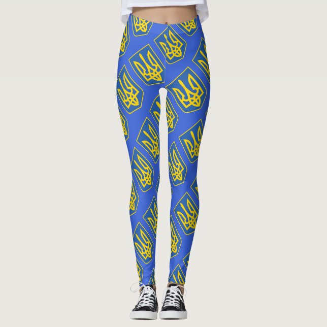 Ukraine Trident Flag Leggings (Front)