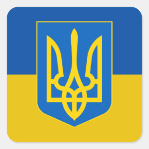 Ukraine Trident Flag Square Sticker
