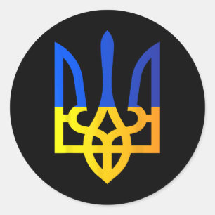 Ukraine Trident National Symbol Ukrainian Flag Blu Classic Round Sticker