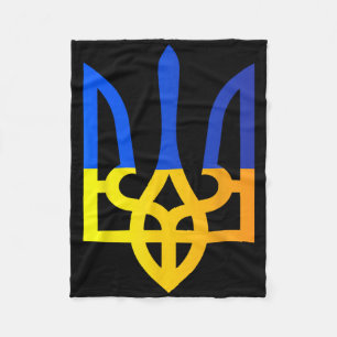 Ukraine Trident National Symbol Ukrainian Flag Blu Fleece Blanket