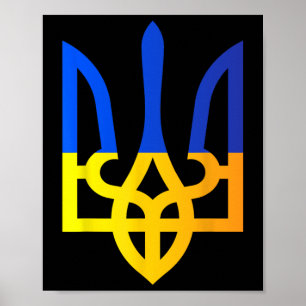 Ukraine Trident National Symbol Ukrainian Flag Blu Poster