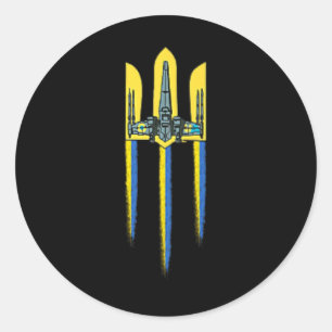 Ukraine Trident Tryzub Symbol Crest Ukrainian Logo Classic Round Sticker