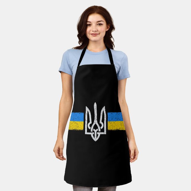 Ukraine Trident - Ukraine Flag Symbol Apron (Worn)