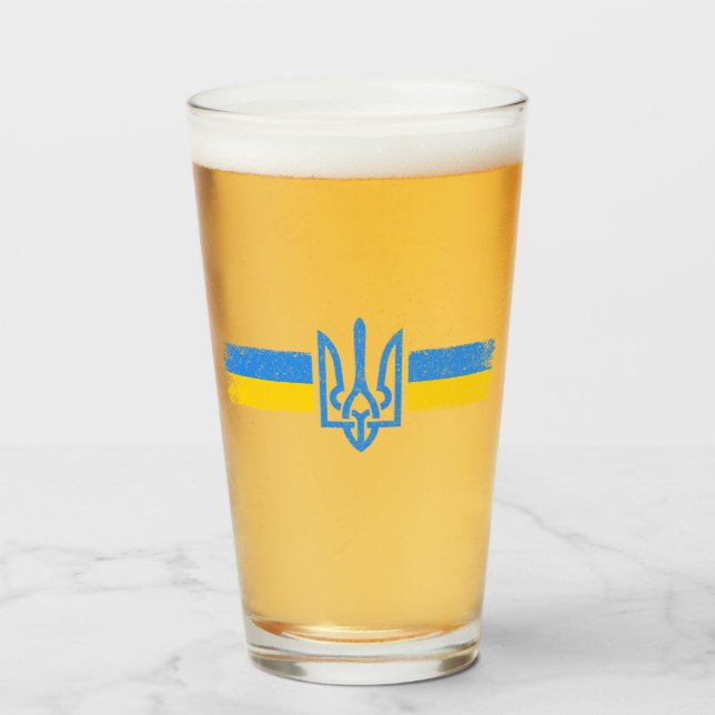 Ukraine Trident - Ukraine Flag Symbol Glass (Front Filled)