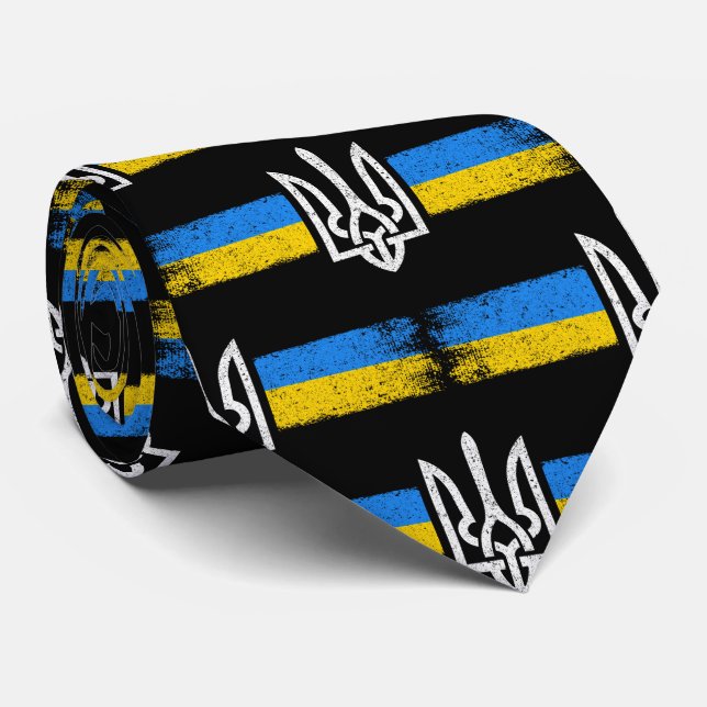 Ukraine Trident - Ukraine Flag Symbol Tie (Rolled)