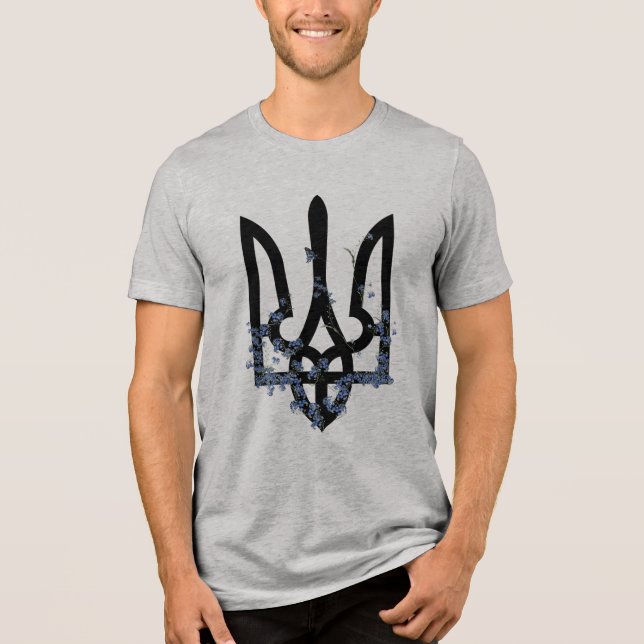 UKRAINE. Trident. Ukrainian Coat of Arms.  Tri-Blend Shirt (Front)