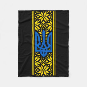 Ukraine Trident Vyshyvanka Costume President Zelen Fleece Blanket