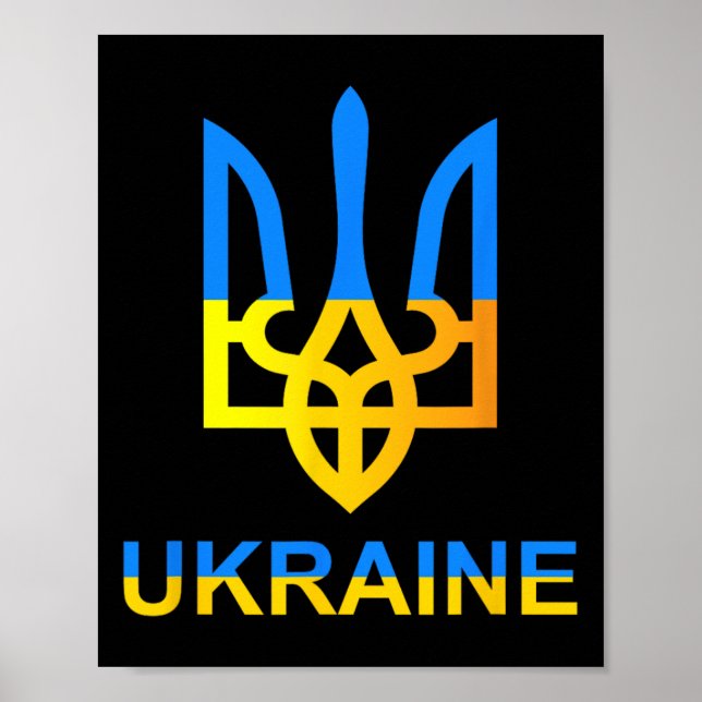 Ukraine Tryzub Trident Bold Modern Flag Style Grap Poster (Front)