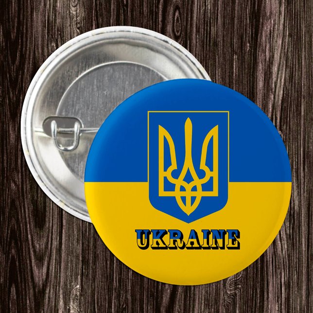 Ukraine, Tryzub, Ukrainian Flag / Coat of Arms 3 Cm Round Badge (Creator Uploaded)