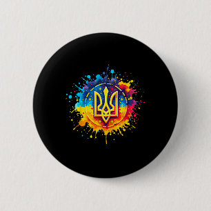 Ukraine Tryzub Ukrainian Trident 6 Cm Round Badge
