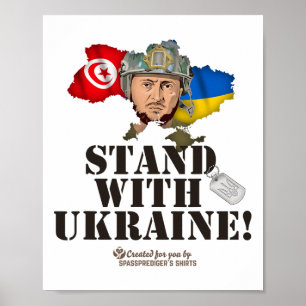 Ukraine Tunisia Flags Zelenskyy Stand With Ukraine Poster