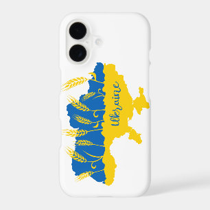 Ukraine typography and wheat ear on Ukrainian flag