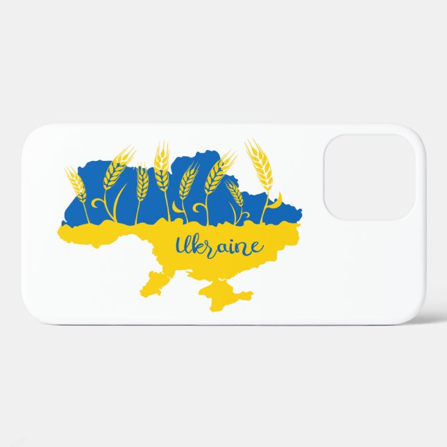 Ukraine typography and wheat ear on Ukrainian flag Case-Mate iPhone Case (Back (Horizontal))