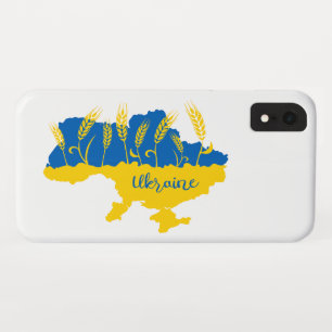 Ukraine typography and wheat ear on Ukrainian flag Case-Mate iPhone Case
