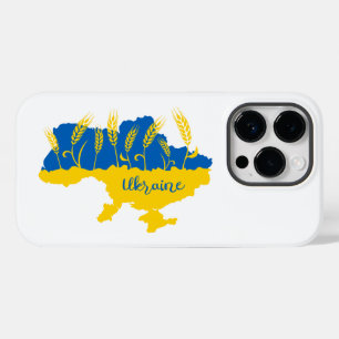 Ukraine typography and wheat ear on Ukrainian flag Case-Mate iPhone 14 Pro Case