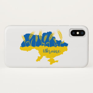 Ukraine typography and wheat ear on Ukrainian flag Case-Mate iPhone Case