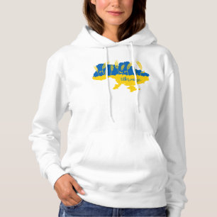 Ukraine typography and wheat ear on Ukrainian flag Hoodie