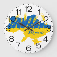 Ukraine typography and wheat ear on Ukrainian flag