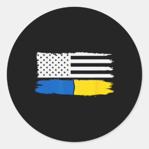 Ukraine Ukrainian American Flag Classic Round Sticker