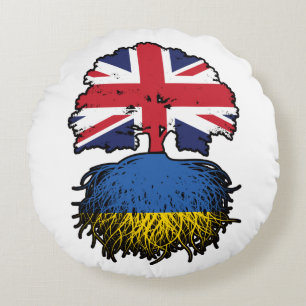 Ukraine Ukrainian British UK United Kingdom Round Cushion