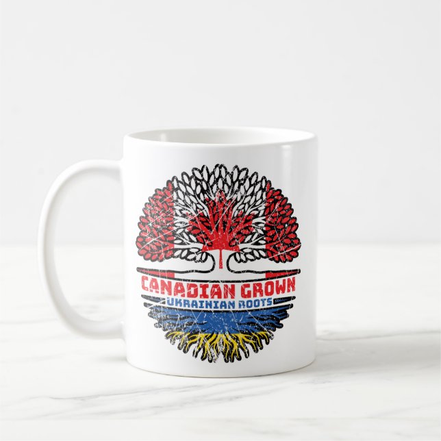 Ukraine Ukrainian Canadian Canada Tree Roots Flag Coffee Mug (Left)