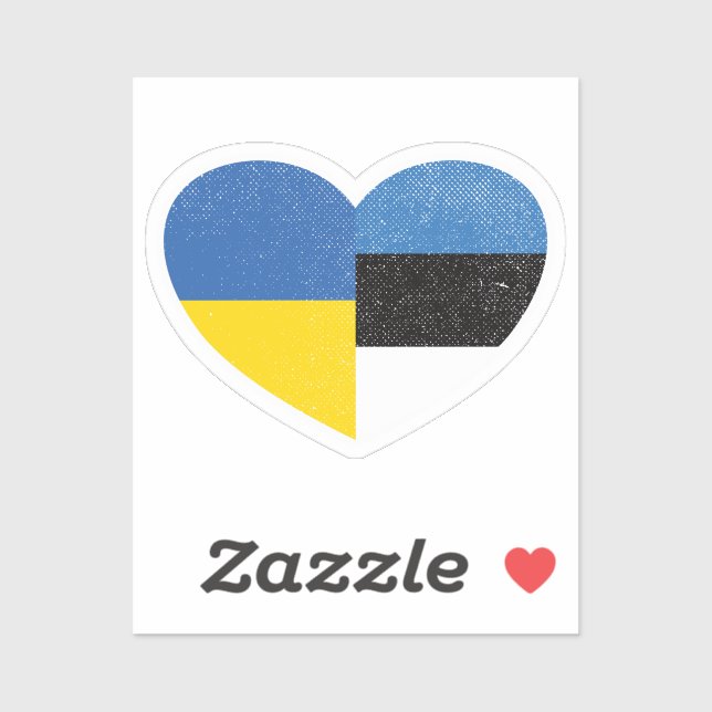 Ukraine Ukrainian Estonia Estonian Heart Love Flag (Sheet)