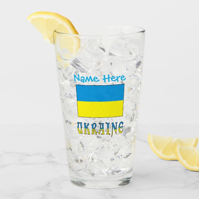 Ukraine Ukrainian Flag Blue Personalisation  Glass (Front Ice)